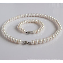 Белые природные пресноводные жемчужные ожерелья Ювелирные наборы